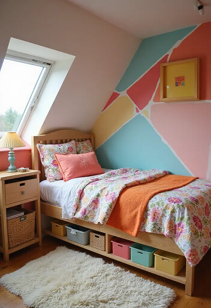 25 Attic Bedroom Ideas for Kids That Feel Cozy and Cool 11. Playful Colors and Patterns