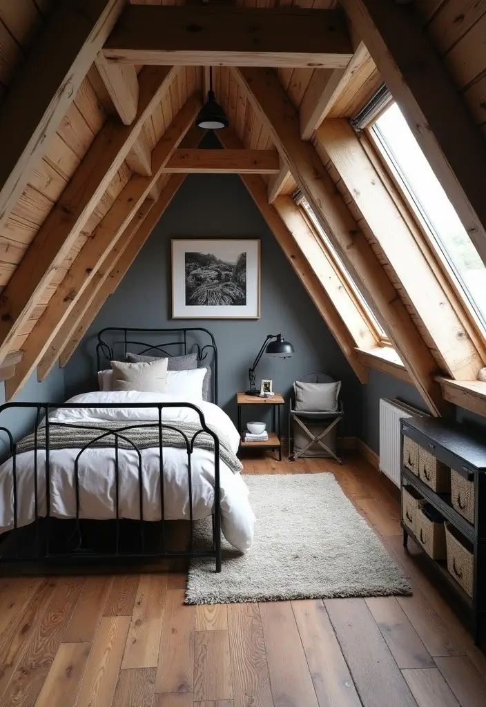 25 Attic Bedroom Ideas for Kids That Feel Cozy and Cool 18. Touch of Industrial Style
