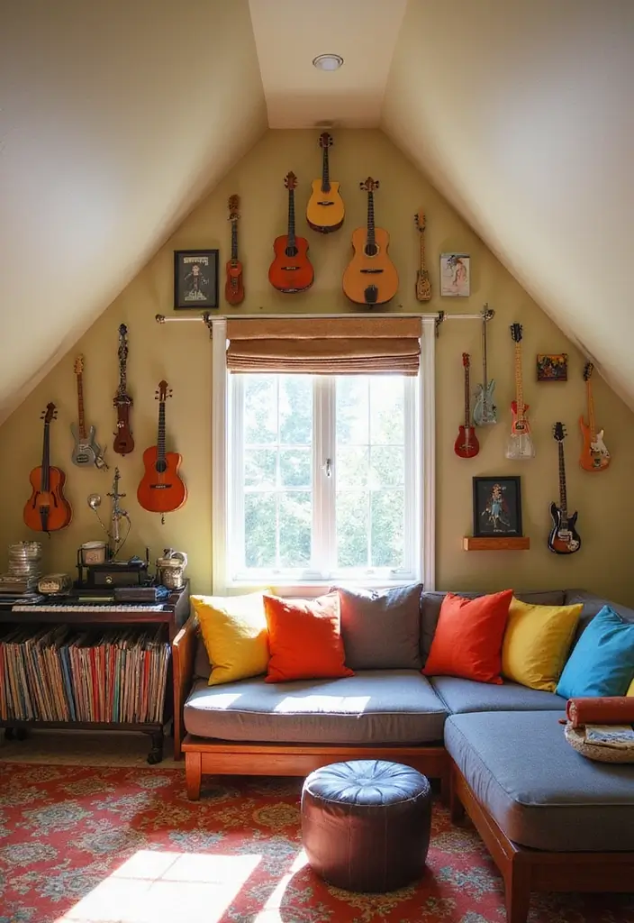 25 Attic Bedroom Ideas for Kids That Feel Cozy and Cool 21. Cool Music Corner
