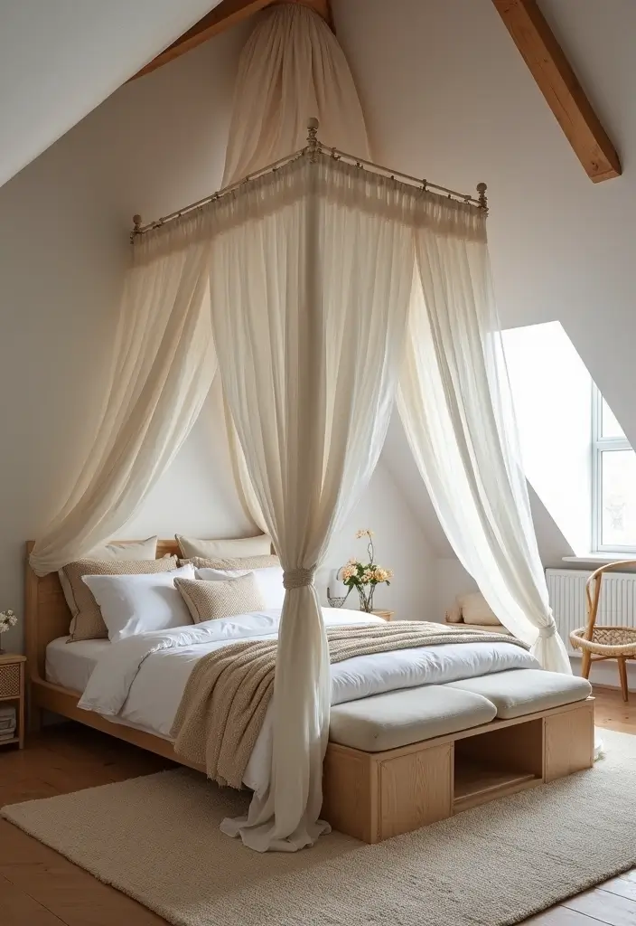 25 Attic Bedroom Ideas for Kids That Feel Cozy and Cool 22. Dreamy Canopy Beds