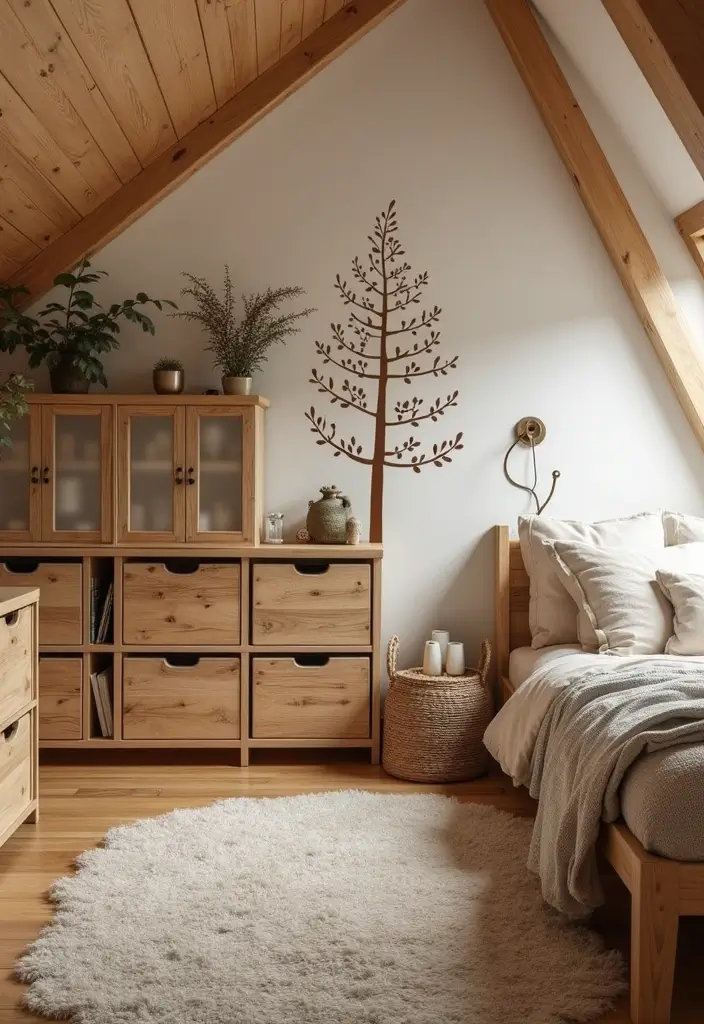 25 Attic Bedroom Ideas for Kids That Feel Cozy and Cool 5. Nature Inspired Escape