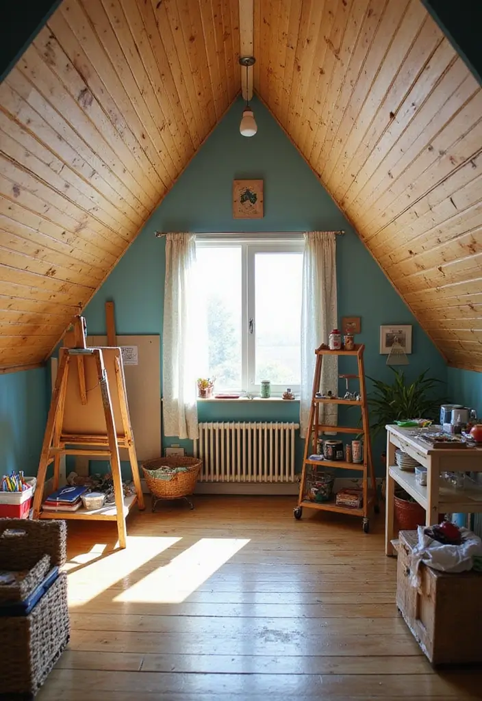 25 Attic Bedroom Ideas for Kids That Feel Cozy and Cool 8. Arts and Crafts Corner