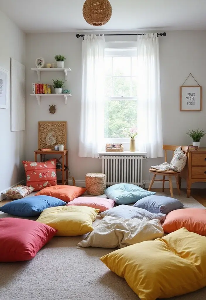 25 Farmhouse Kids Bedroom Inspirations That Are Cozy and Chic - 20. Maxi Floor Cushions