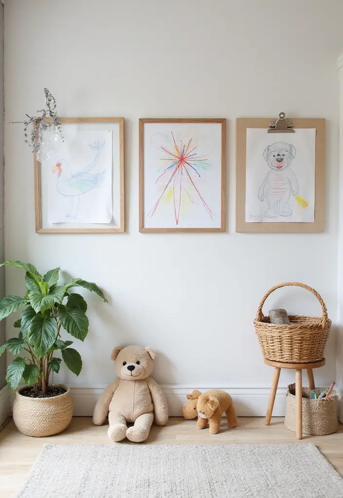 25 Farmhouse Kids Bedroom Inspirations That Are Cozy and Chic - 9. Custom Art Displays
