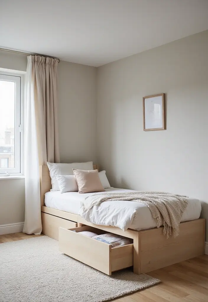 25 Floor Bed Ideas for Kids That Encourage Independence - 16. Minimalist Bed with Built-In Nightstand