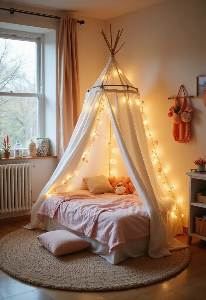 25 Floor Bed Ideas for Kids That Encourage Independence - 2. Montessori Floor Bed with Canopy