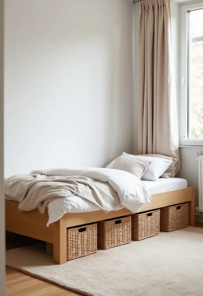 25 Floor Bed Ideas for Kids That Encourage Independence - 3. Low Twin Bed with Under-bed Storage