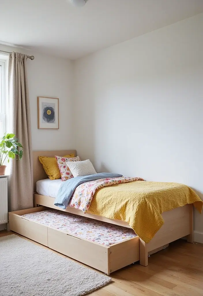 25 Floor Bed Ideas for Kids That Encourage Independence - 6. Trundle Bed for Sleepovers