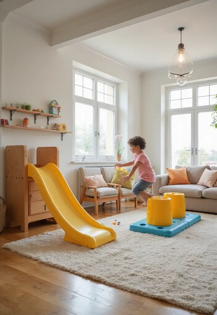 25 Kids Living Room Ideas That Work for the Whole Family - 18. Indoor Play Equipment