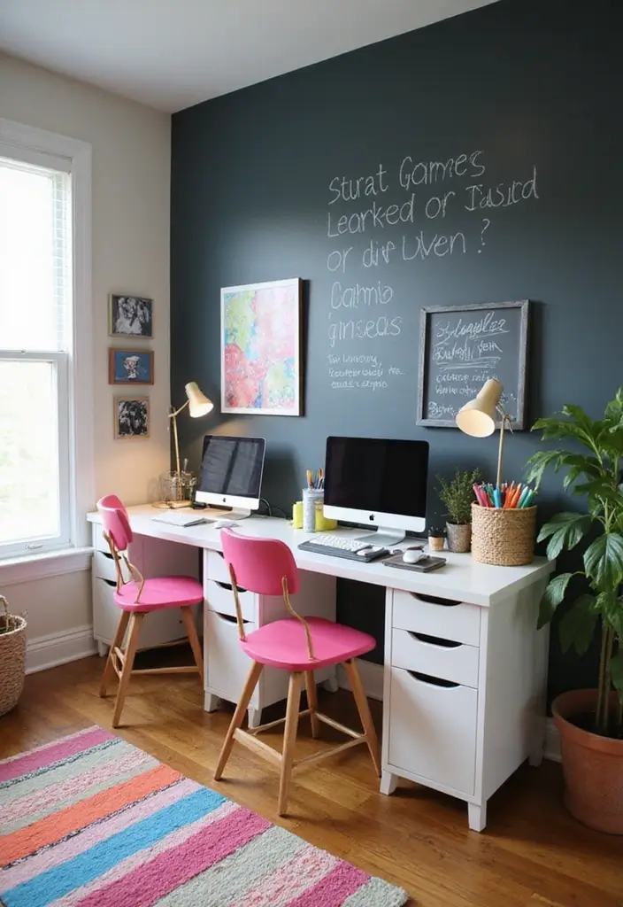 25 Kids Shared Bedroom Ideas for Boy and Girl That Work Perfectly 11. Fun Learning Stations