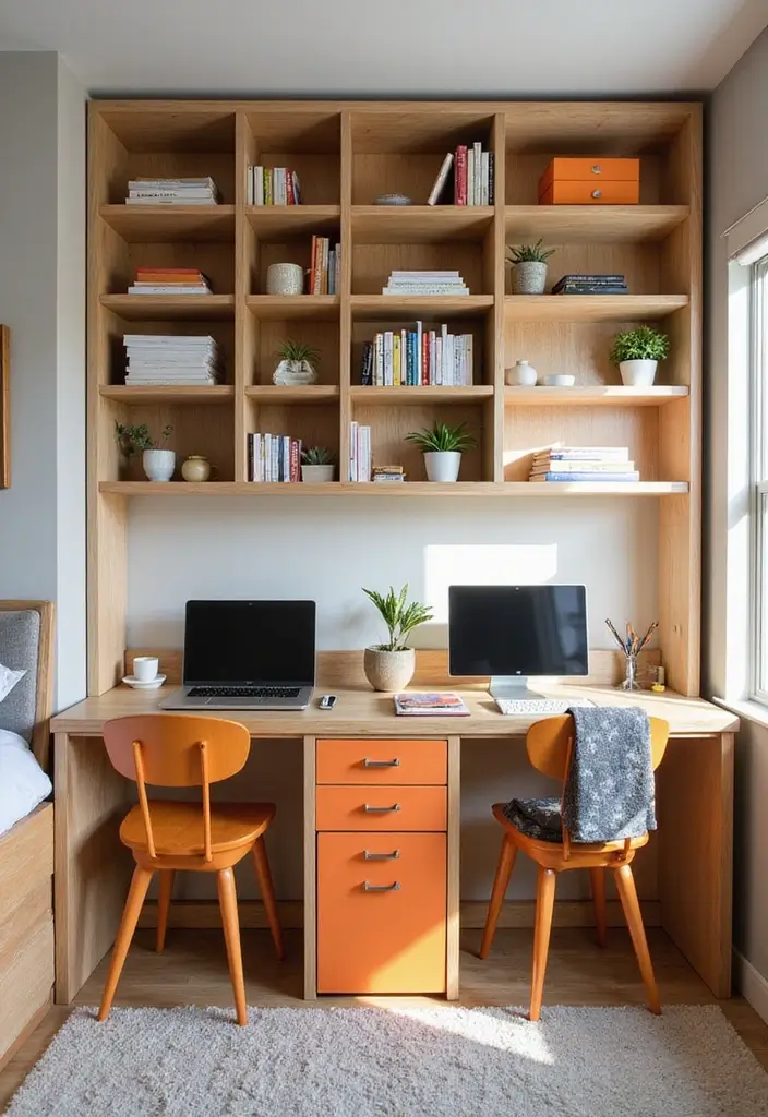 25 Kids Shared Bedroom Ideas for Boy and Girl That Work Perfectly 17. Functional Desks with Hidden Storage
