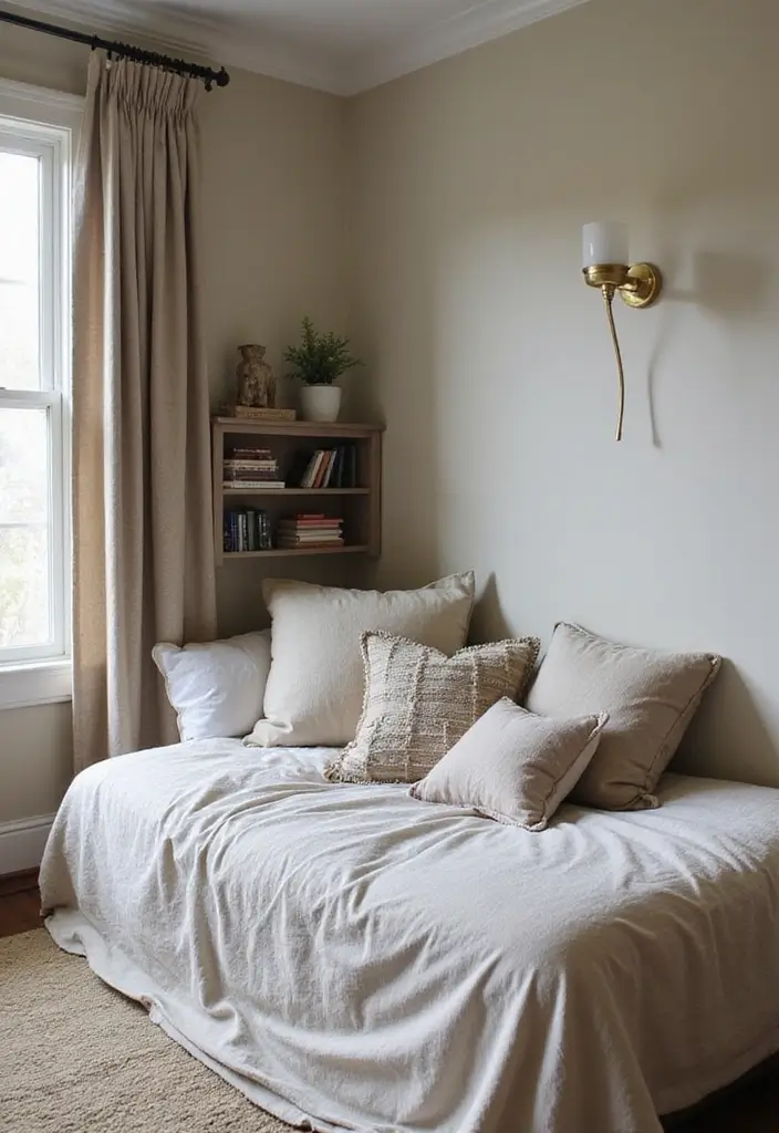 25 Kids Shared Bedroom Ideas for Boy and Girl That Work Perfectly 19. Cozy Nook with Pillows