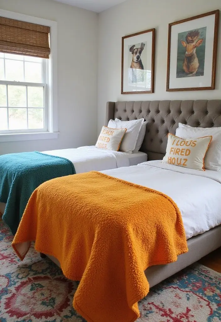 25 Kids Shared Bedroom Ideas for Boy and Girl That Work Perfectly 23. Personalized Throw Blankets