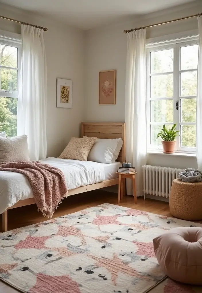 25 Kids Shared Bedroom Ideas for Boy and Girl That Work Perfectly 8. Soft Area Rugs