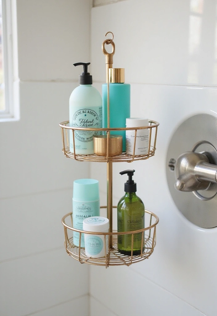 25 Kids and Guest Bathroom Ideas That Balance Practicality - 11. Stylish Shower Caddy