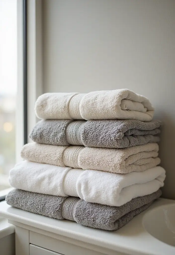 25 Kids and Guest Bathroom Ideas That Balance Practicality - 15. Decorative Towel Displays