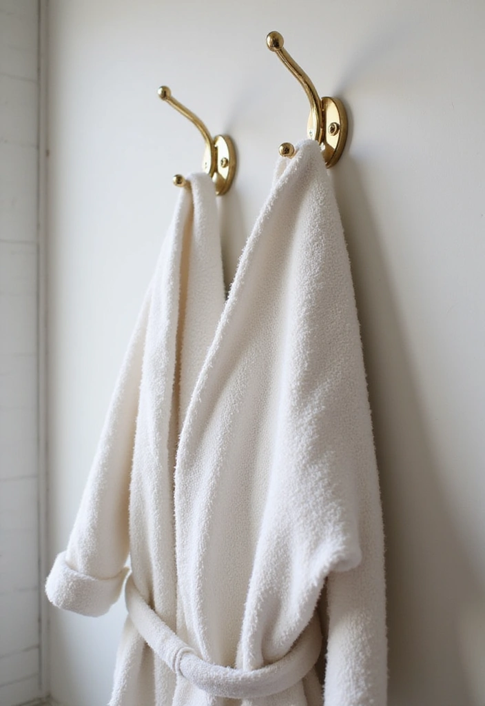 25 Kids and Guest Bathroom Ideas That Balance Practicality - 21. Stylish Bathrobe Hooks