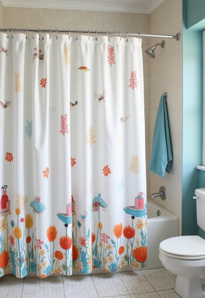 25 Kids and Guest Bathroom Ideas That Balance Practicality - 5. Fun Shower Curtains