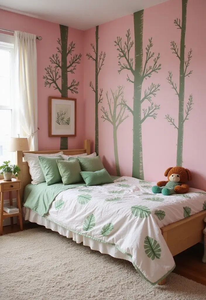 25 Pink Kids Bedroom Ideas That Feel Sweet and Playful - 1. Enchanted Forest Retreat