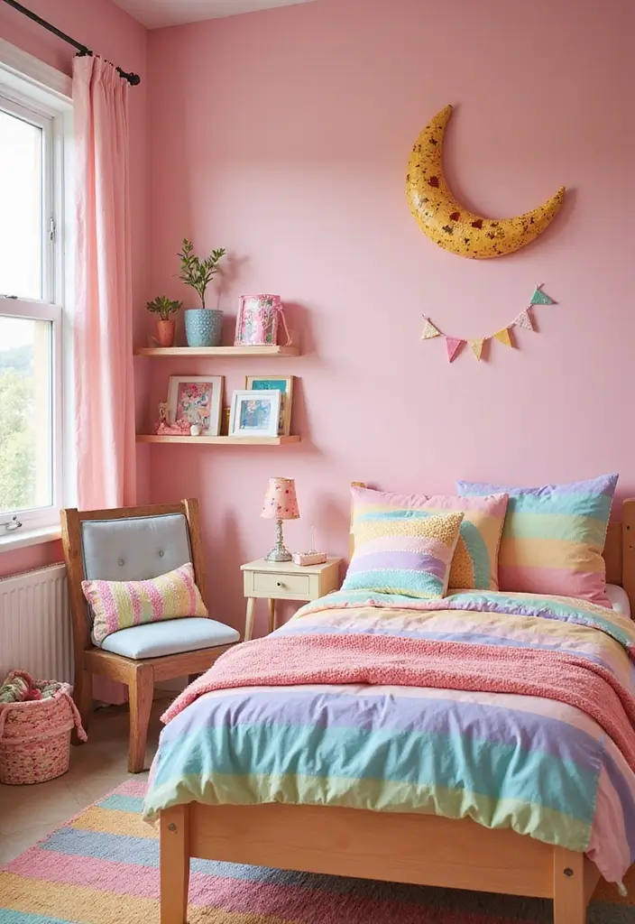 25 Pink Kids Bedroom Ideas That Feel Sweet and Playful - 10. Rainbow Delight