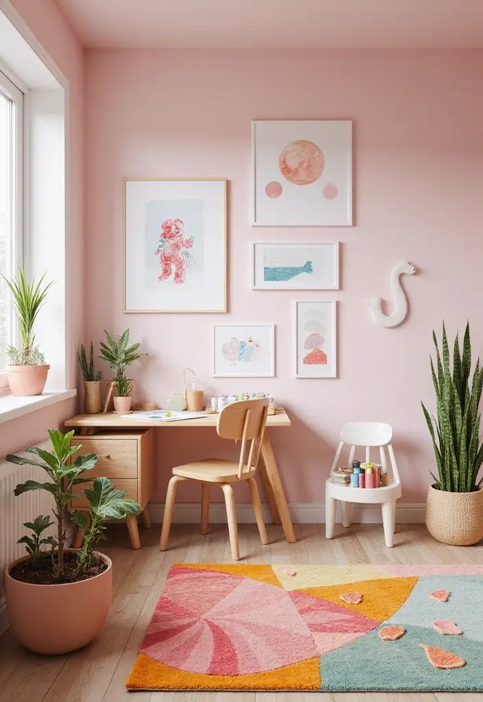 25 Pink Kids Bedroom Ideas That Feel Sweet and Playful - 15. Artistic Expression