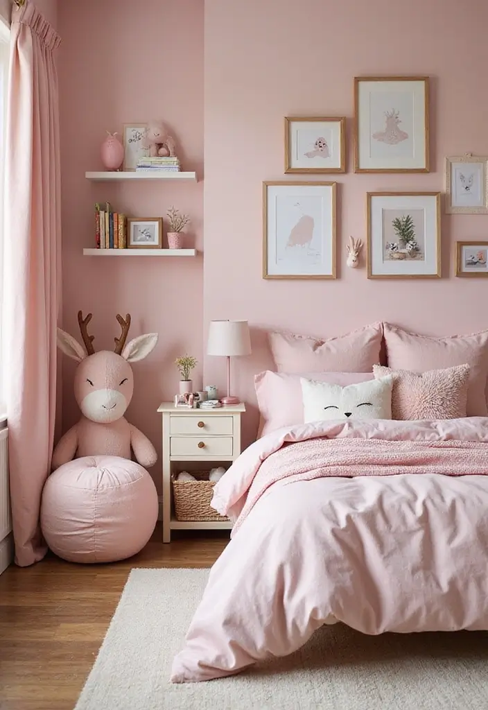 25 Pink Kids Bedroom Ideas That Feel Sweet and Playful - 4. Whimsical Woodland Wonders