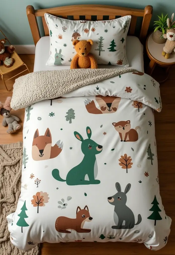26 Forest Kids Room Ideas That Bring Nature Indoors - 1. Woodland Creatures Bedding