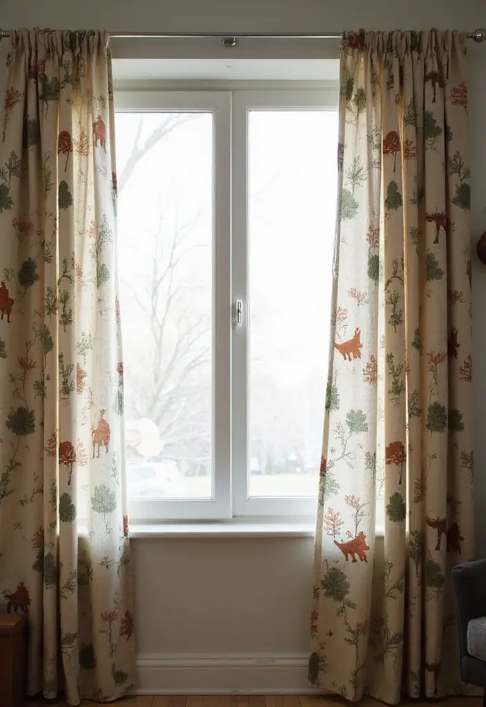 26 Forest Kids Room Ideas That Bring Nature Indoors - 10. Woodland-Themed Curtains