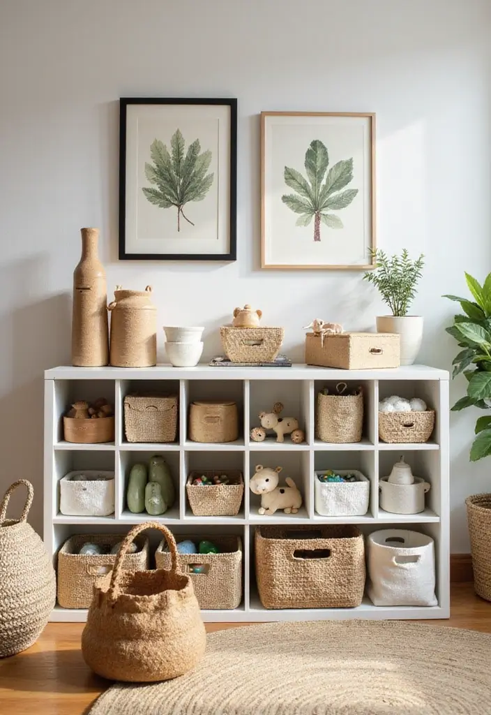 26 Forest Kids Room Ideas That Bring Nature Indoors - 12. Nature-Inspired Toy Storage