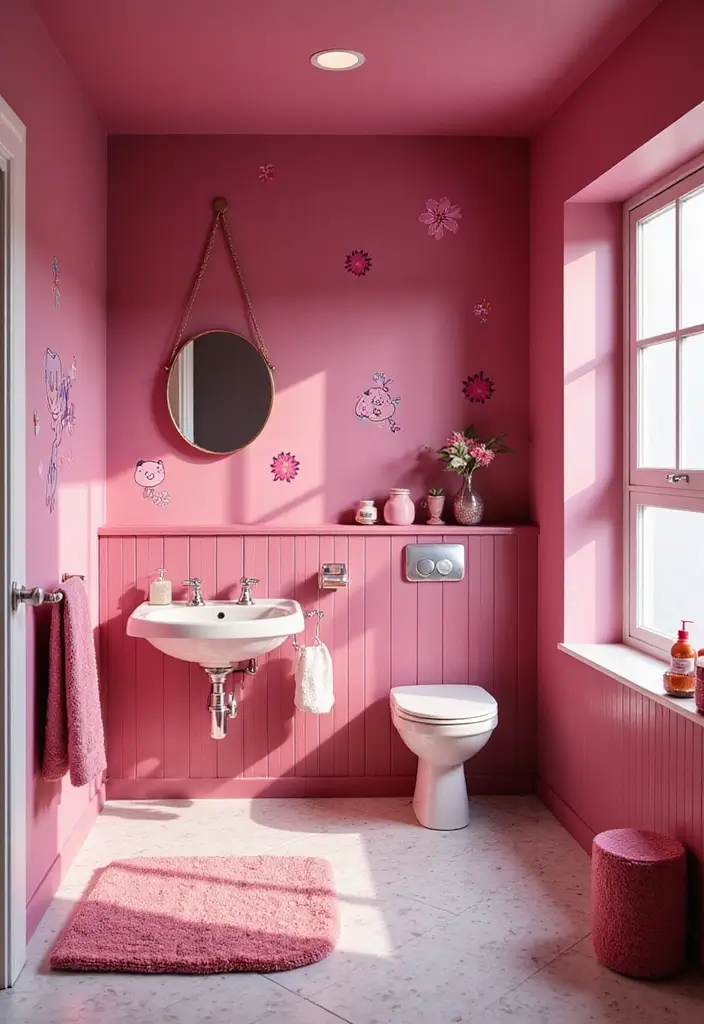 26 Kids Bathroom Paint Colors That Keep the Space Cheerful - 11. Vibrant Raspberry