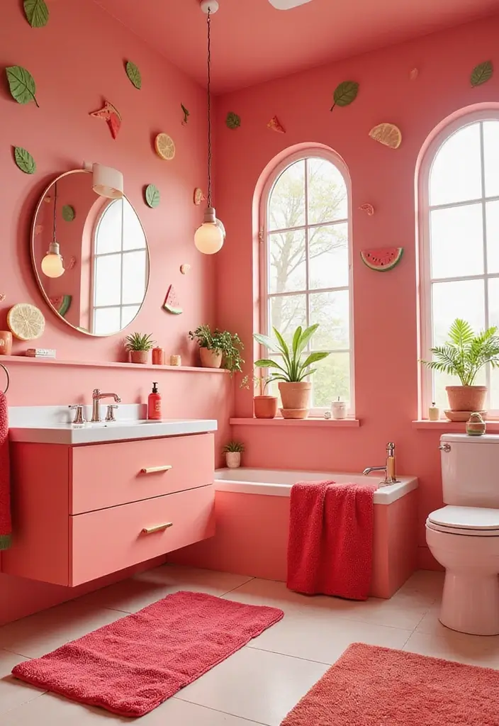 26 Kids Bathroom Paint Colors That Keep the Space Cheerful - 23. Bright Watermelon
