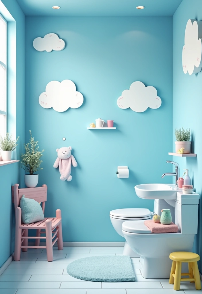 26 Kids Bathroom Paint Colors That Keep the Space Cheerful - 9. Bright Sky Blue