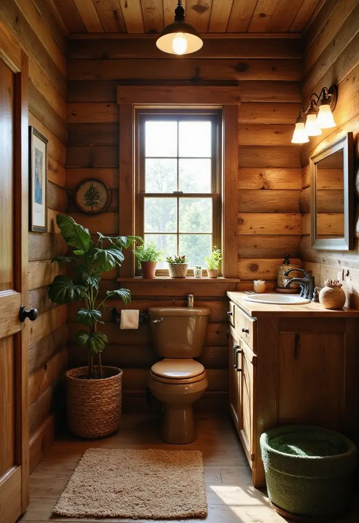 27 Colorful Kids Bathroom Designs That Brighten the Space - 15. Cozy Cabin Retreat