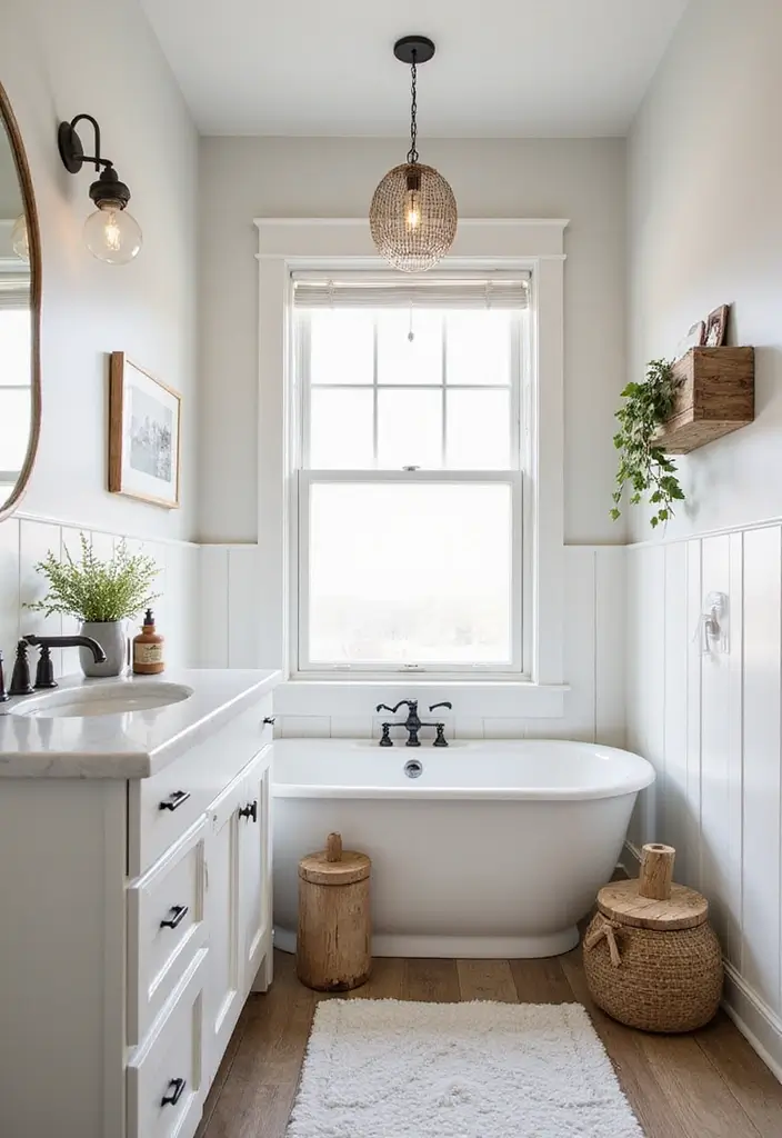 27 Colorful Kids Bathroom Designs That Brighten the Space - 20. Cozy Farmhouse Charm