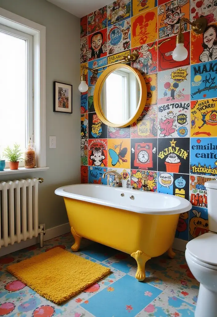 27 Colorful Kids Bathroom Designs That Brighten the Space - 21. Retro Pop Art