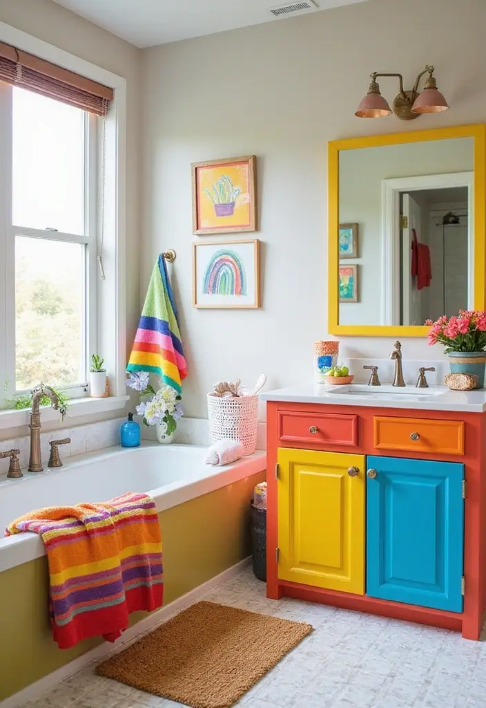 27 Colorful Kids Bathroom Designs That Brighten the Space - 3. Rainbow Dreams