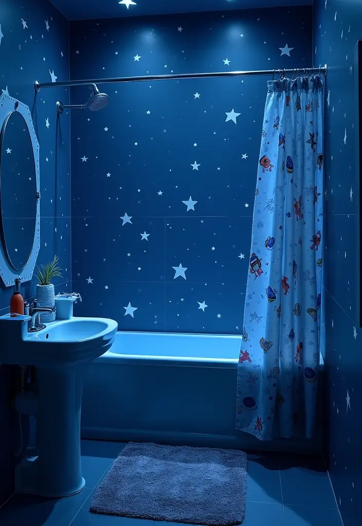 27 Colorful Kids Bathroom Designs That Brighten the Space - 5. Space Explorers