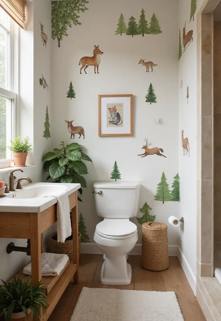27 Colorful Kids Bathroom Designs That Brighten the Space - 8. Adventure in the Woods