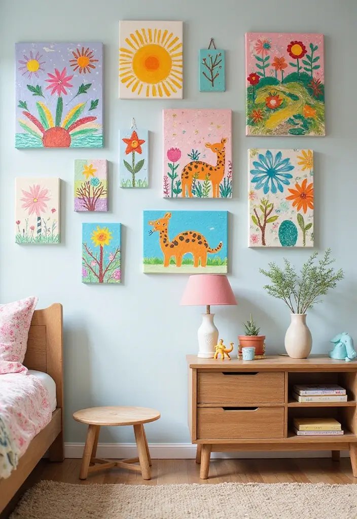 27 DIY Kids Room Decor Projects That Are Fun and Affordable - 1. Whimsical Wall Art