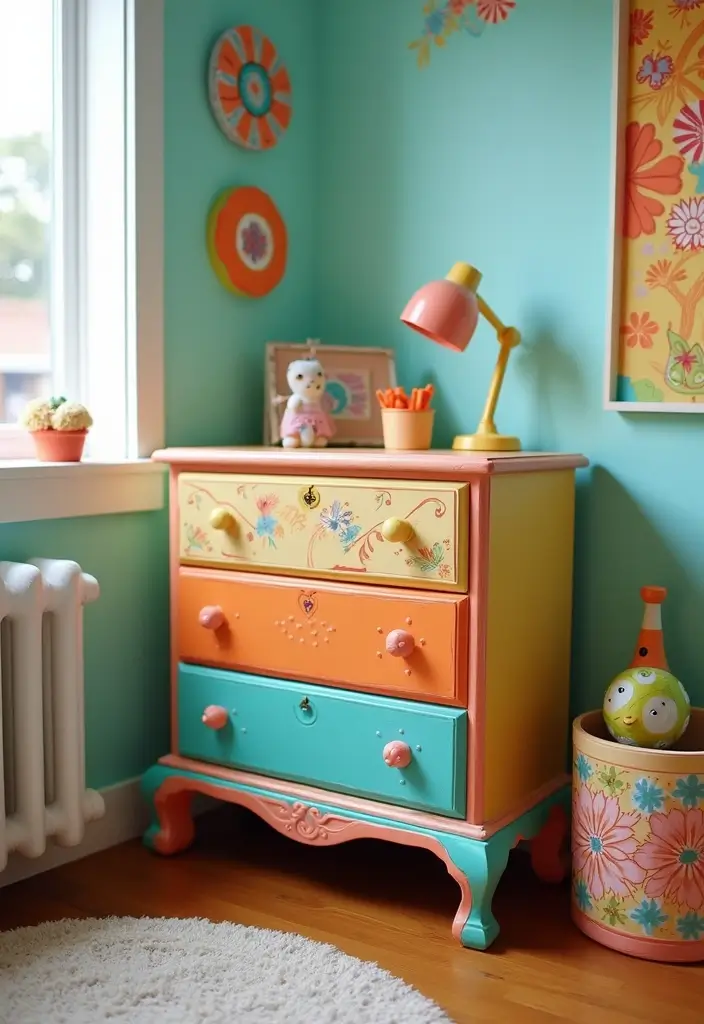 27 DIY Kids Room Decor Projects That Are Fun and Affordable - 5. Colorful Painted Furniture