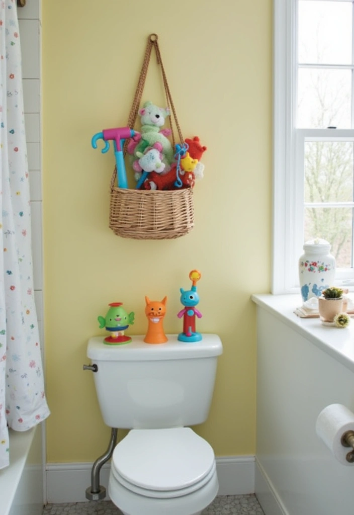 27 Farmhouse Kids Bathroom Designs That Feel Rustic and Fresh 15. Fun Bath Toys Display