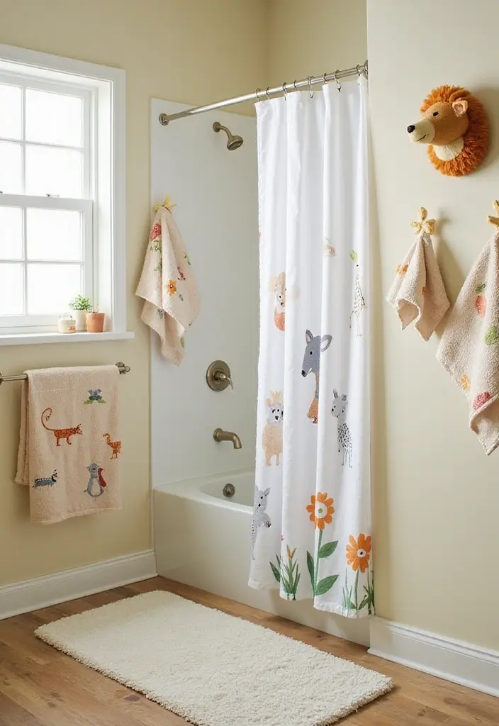 27 Farmhouse Kids Bathroom Designs That Feel Rustic and Fresh 4. Fun Animal Accents