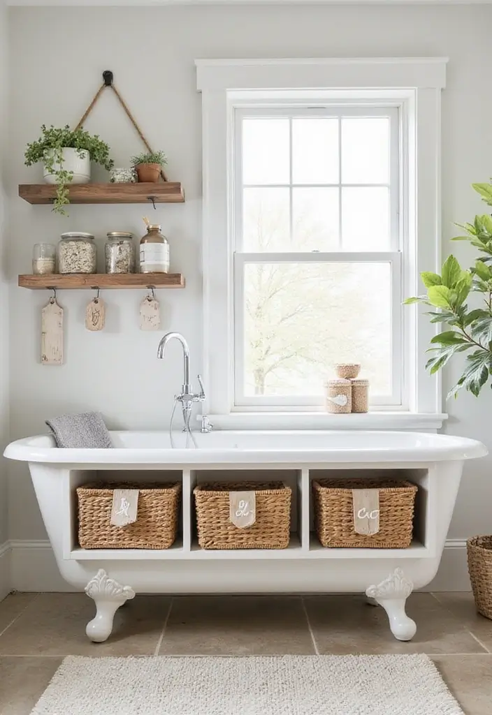 27 Farmhouse Kids Bathroom Designs That Feel Rustic and Fresh 5. Storage Solutions with Style
