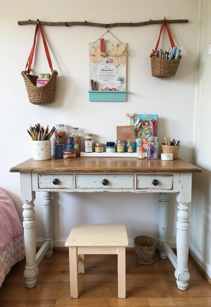 27 Industrial Kids Bedroom Styles That Look Unique and Trendy - 17. Upcycled Craft Station