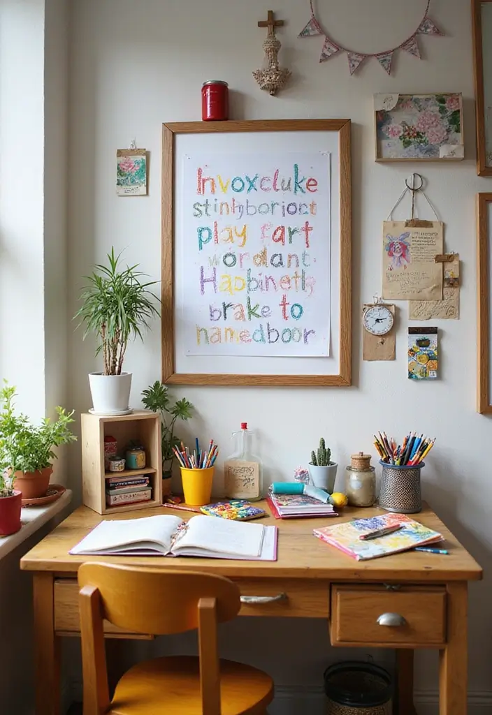 27 Kids Desk Ideas for Homework Stations That Boost Focus - 11. Artistic Desk Displays