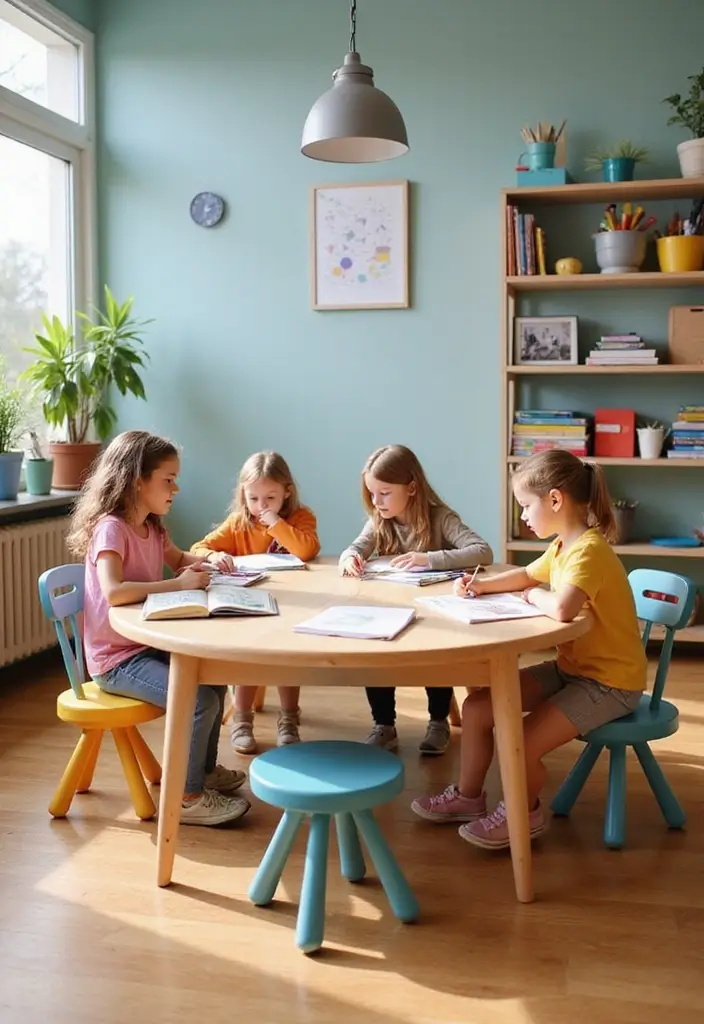 27 Kids Desk Ideas for Homework Stations That Boost Focus - 19. Round Desks