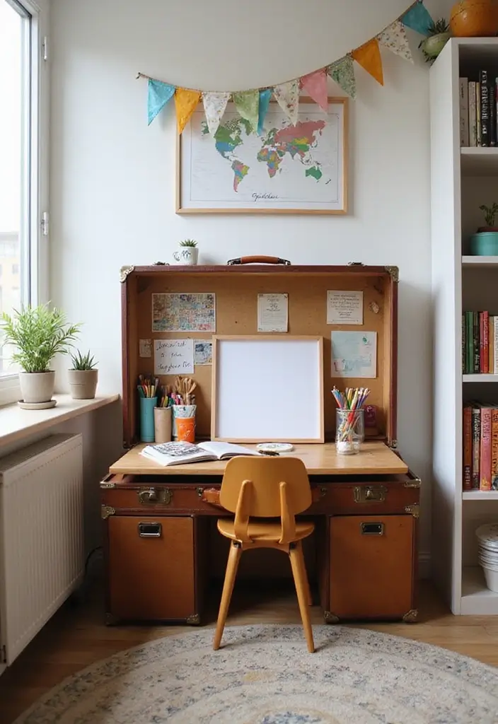 27 Kids Desk Ideas for Homework Stations That Boost Focus - 6. Suitcase Desks