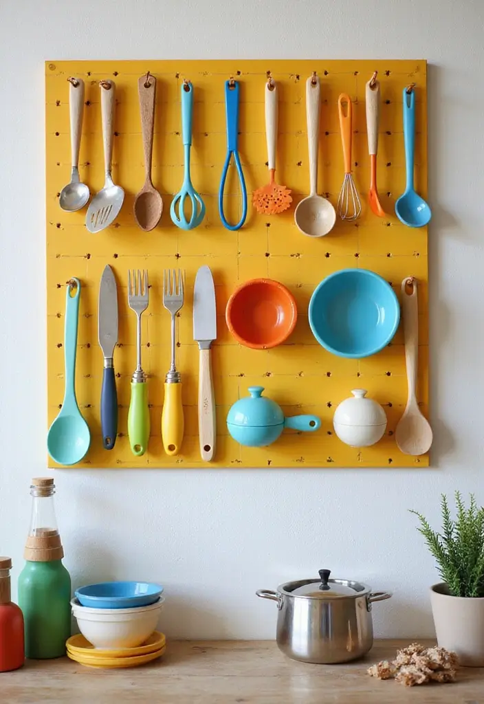 27 Kids Kitchen Storage Solutions That Parents Love - 10. Pegboards for Hanging Utensils