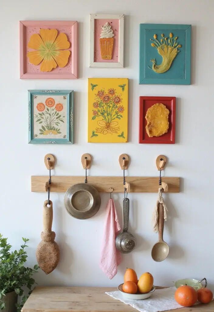 27 Kids Kitchen Storage Solutions That Parents Love - 19. Decorative Wall Art as Storage
