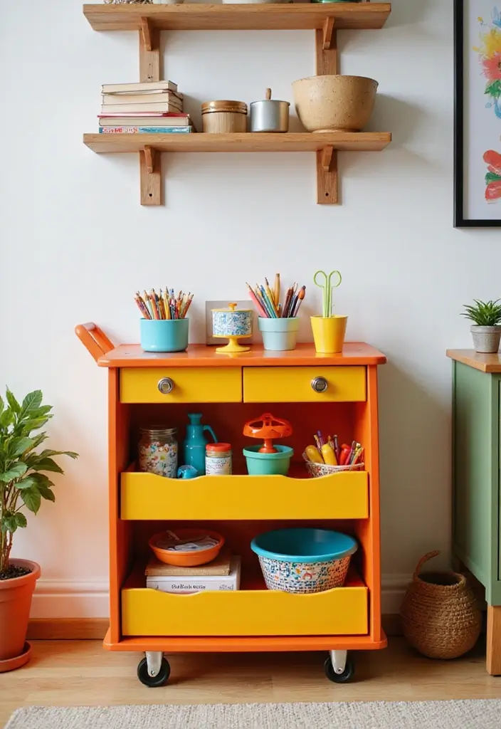 27 Kids Kitchen Storage Solutions That Parents Love - 22. Multi-Purpose Carts